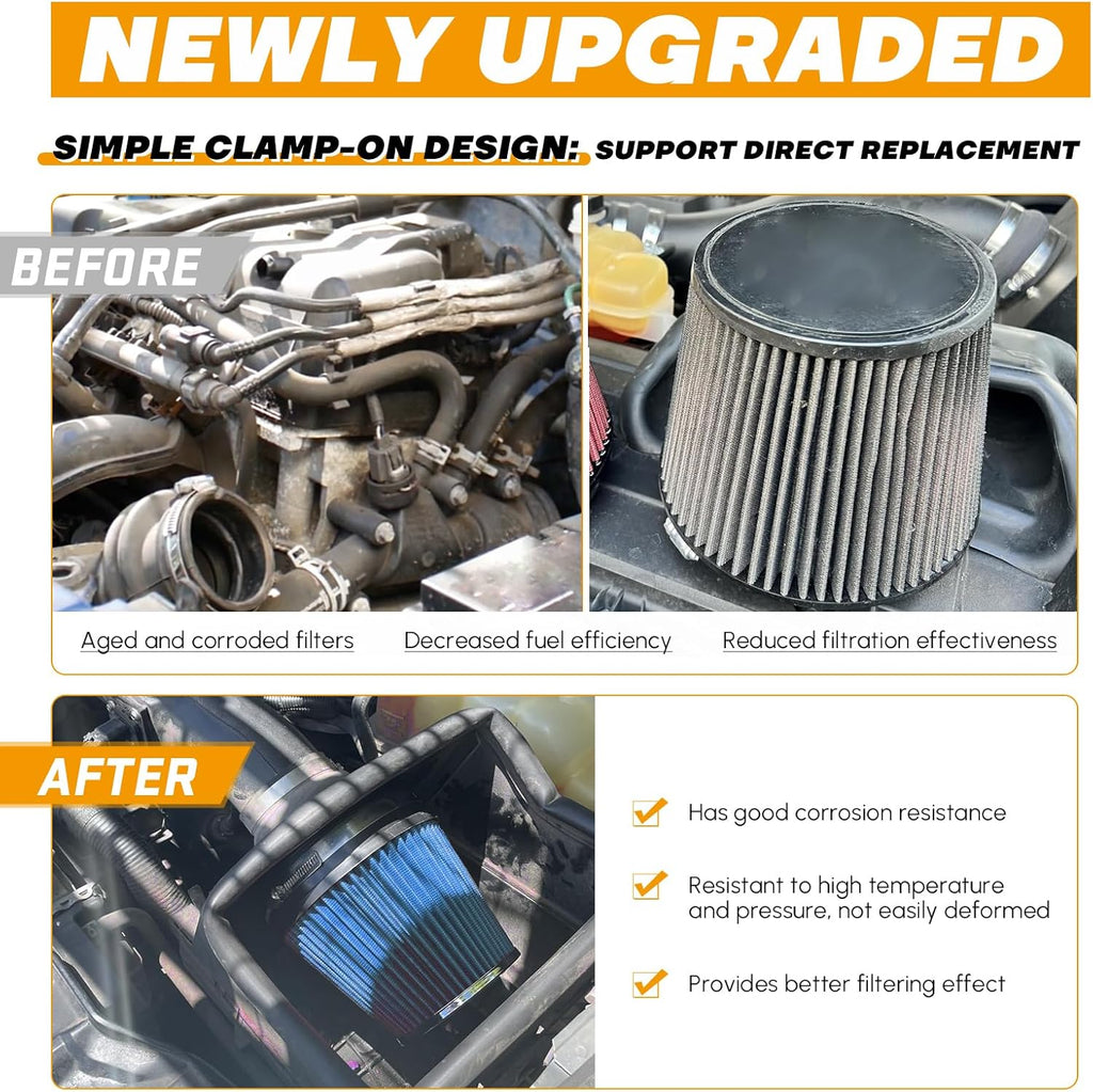 PTNHZ Universal Blue 3" 76mm High Flow Cold Air Intake Cone Air Filter Power Intake Air Inlet System Air Cleaner