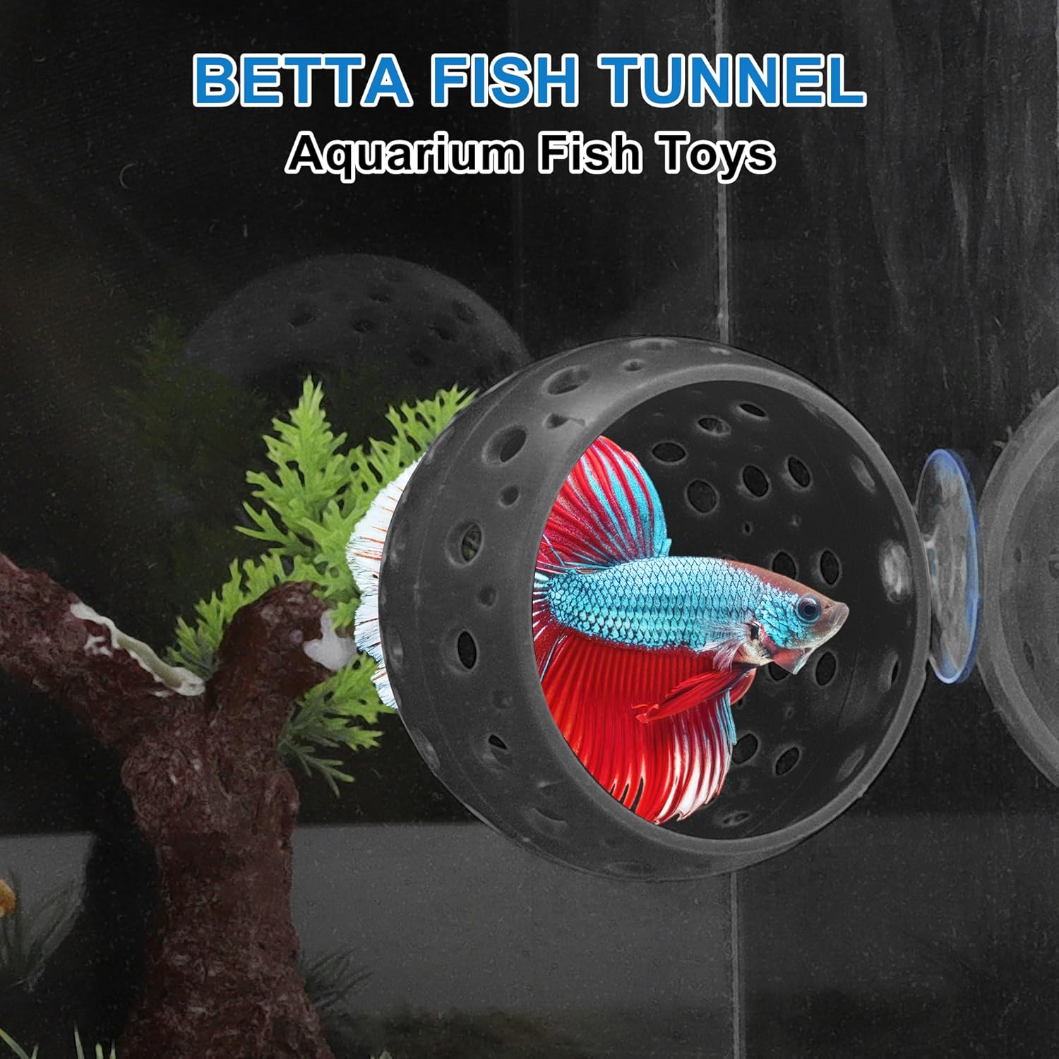 Betta Hideout Tunnel, Interactive Aquarium Decor, Aquarium Tunnel for Betta, Exciting Hiding Spot, Black