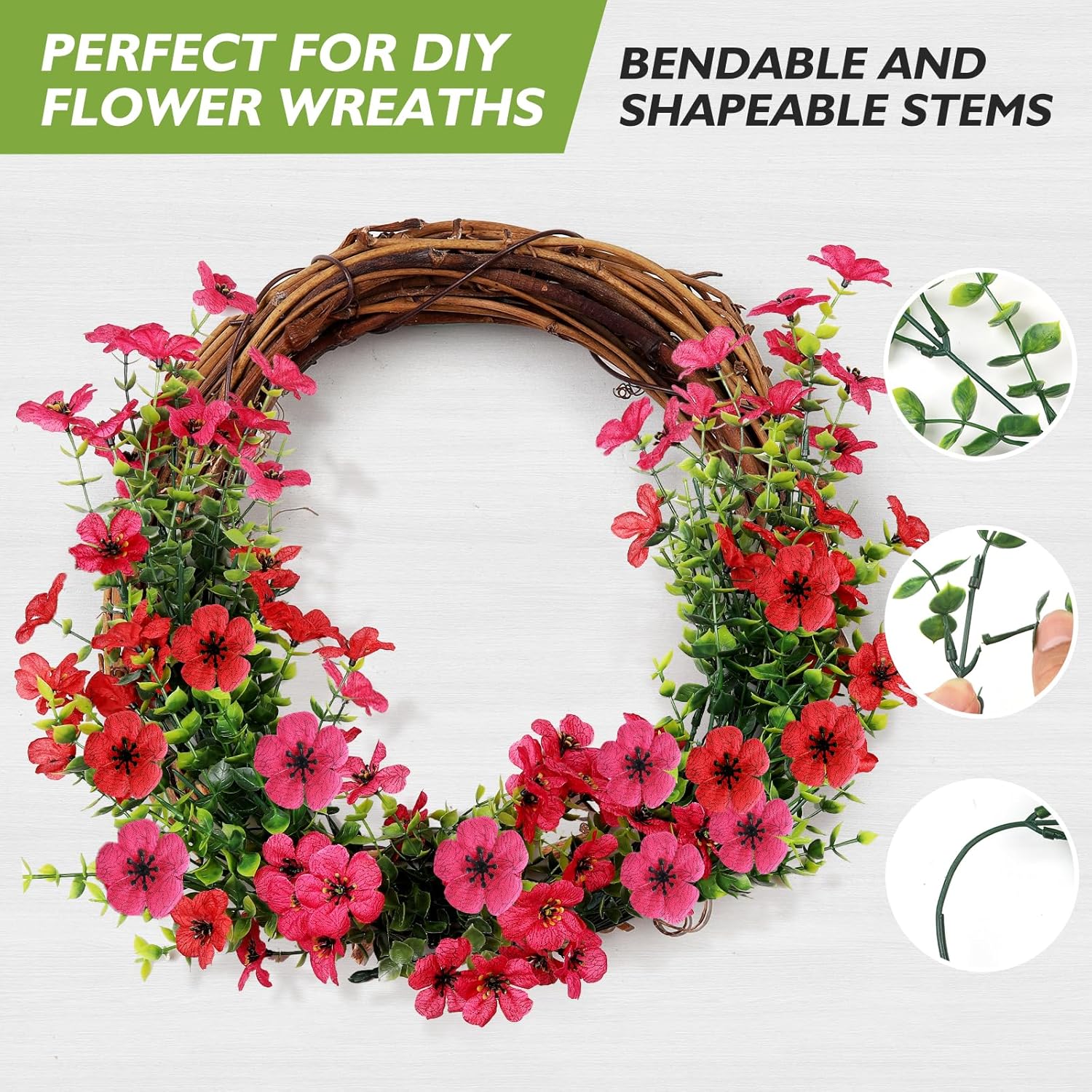 14 Bundles Artificial Flowers UV Resistant for Patio Outdoors Fake Faux Silk Plants Realistic Plastic Flowers Indoors Porch Window Home Decoration (14, Fuchsia)