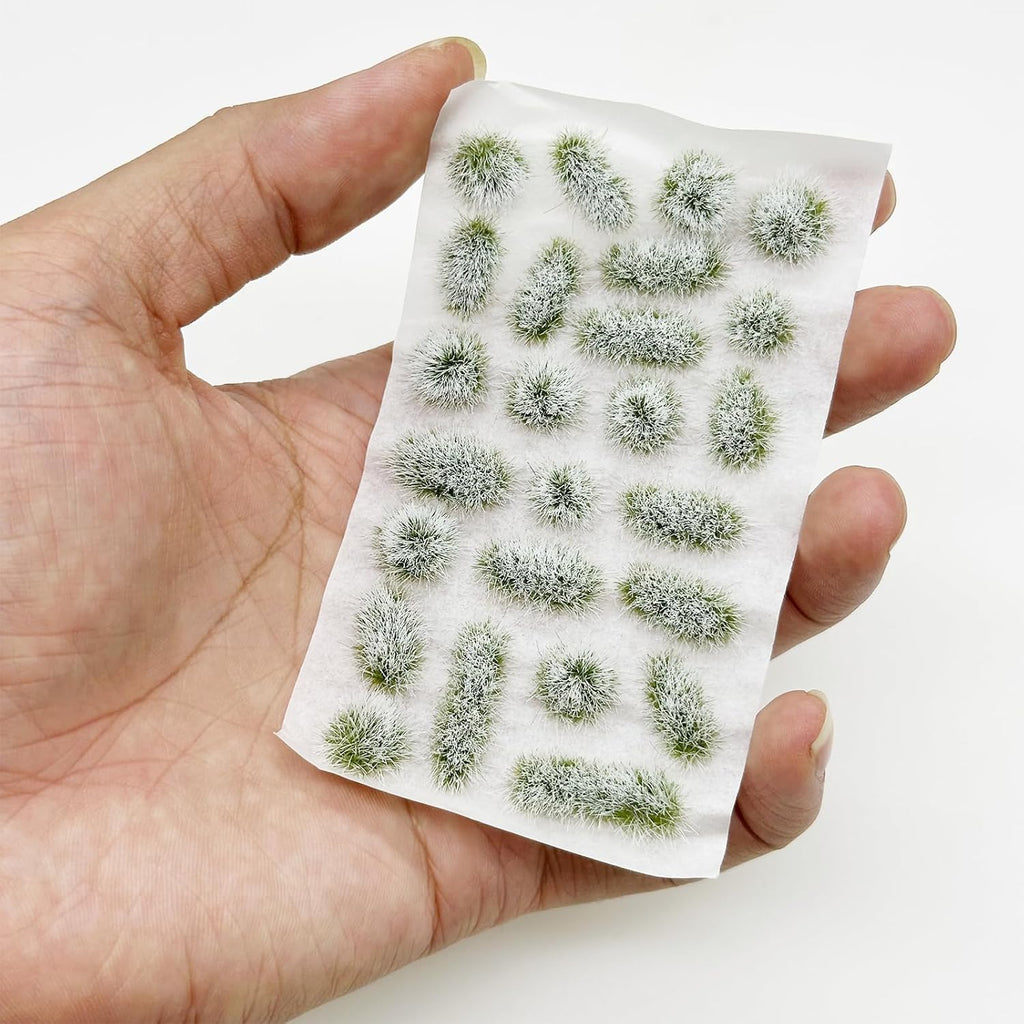 Woohome 78 PCS White Nylon Grass Tufts Model Scenery Kit for DIY Railway, Fairy Garden, Diorama
