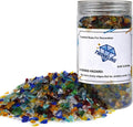 TWINKLING High Luster Fire Glass Gravel Stone Glitter,Broken Glass,Fire Gems Chips,Crushed Glass for Fire Pit Crafts Resin Art Aquarium Garden Decoration,3-6mm,1-Pound Jar (Mixted Color)