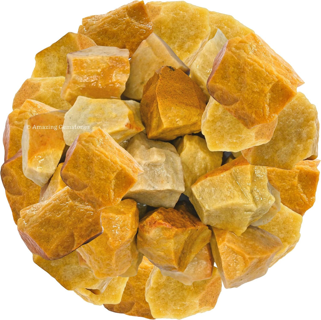 Amazing Gemstone Yellow Jasper Raw Crystals and Healing Stones, Natural Rocks for Tumbling and DIY Raw Stones and Crystals (1 LB)