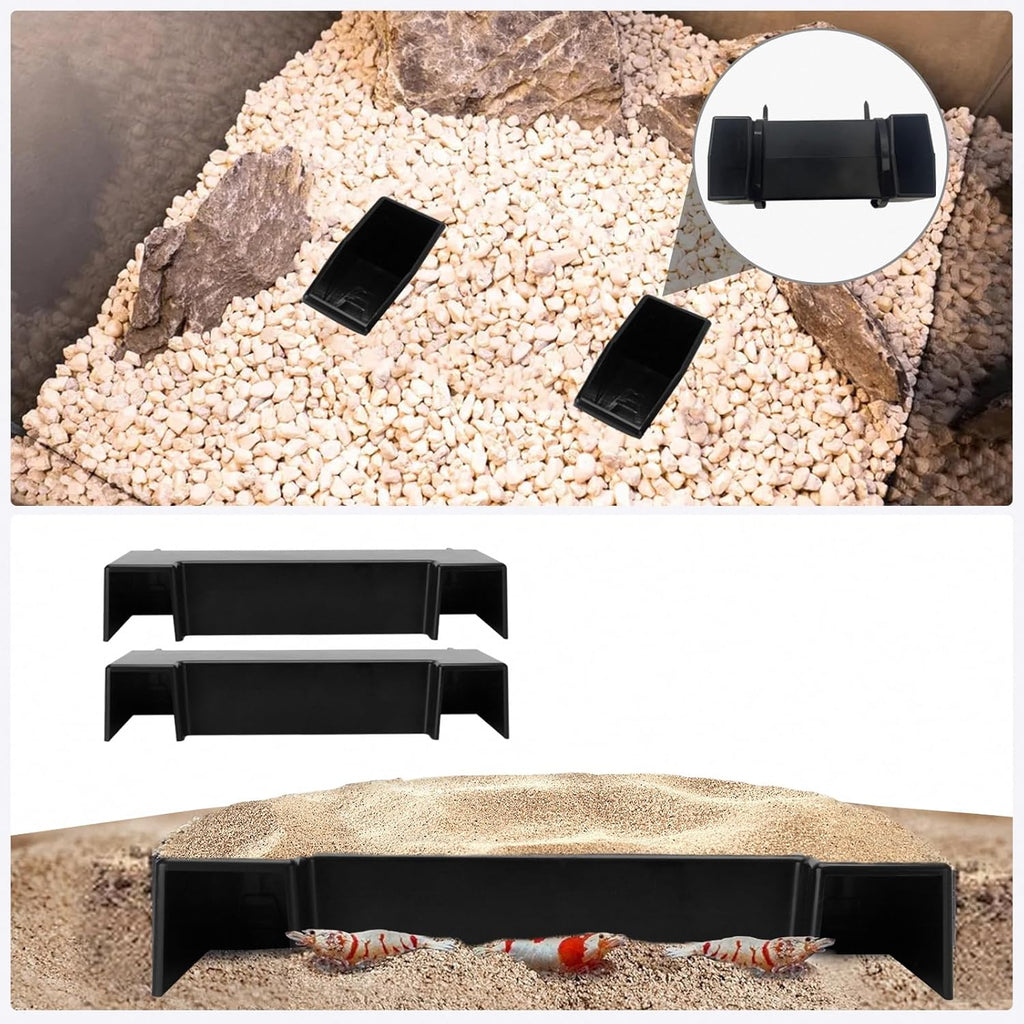 Shrimp Cave Aquarium Tunnel, Aquarium Decor Habitat Decoration, Black Plastic, Modern, Corydora Catfish, Kuhli Loach, Clown Cory Shrimp, Fish, 0.5"D x 2.5"W x 1.5"H