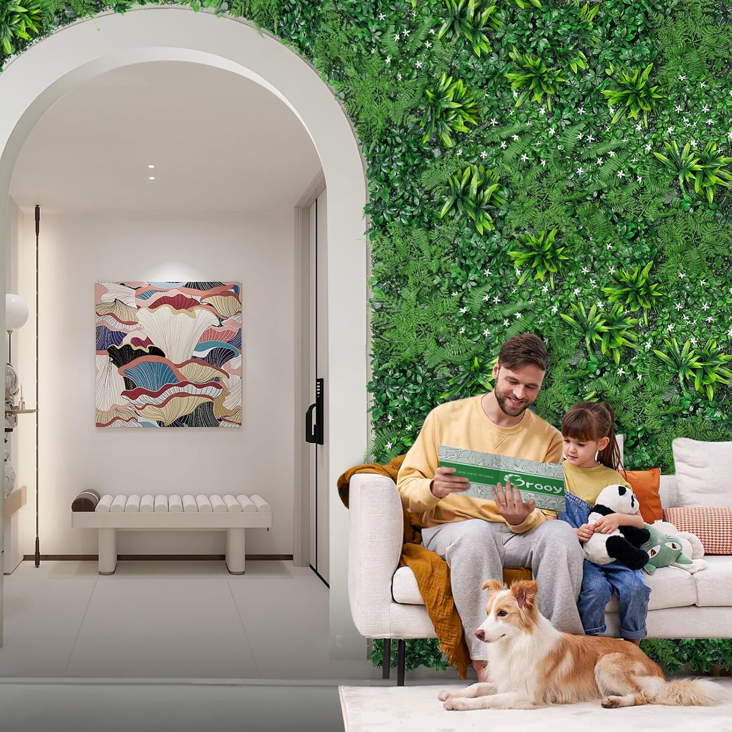 Grass Wall, Artificial Boxwood Panels 20"x20"(8pcs), Privacy Hedge Fence Screen with UV Protection, Greenery Backdrop for Indoor Home Wedding Decor and Outdoor Garden Backyard