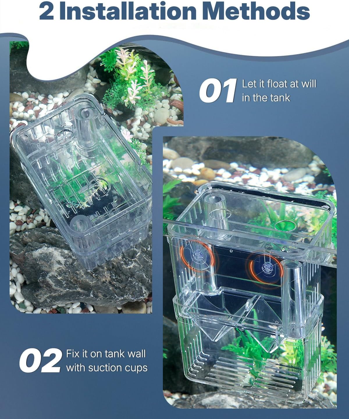 Pawfly Aquarium Breeding Box - Transparent Plastic Breeder Box for Fish Tank, Fry Hatchery Incubator for Baby Fish, Shrimp, Betta, Clownfish, Guppy, Large
