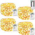 4Pack 240LED Christmas Fairy Lights Battery Operated with Remote, Waterproof String Lights with Timer for Indoor & Outdoor, Twinkle Lights Battery Power for Bedroom Christmas Decorations(Warm White)