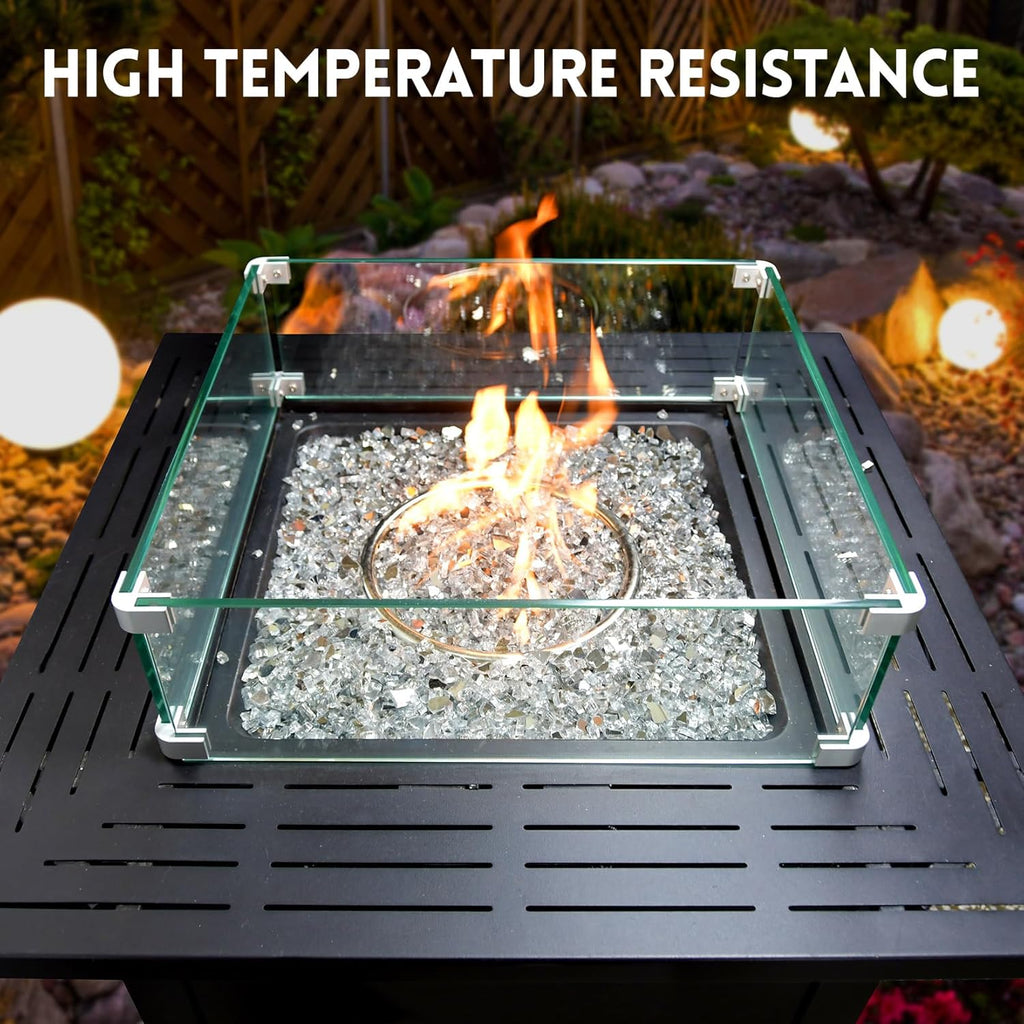 GasSaf 1/4 Inch Fire Glass Reflective Tempered Fireglass Cut Crushed FireGlass for Fire Pit, Fireplace, Replaces Existing Gas Logs & Lava Rocks (20 Pound)(Crystal Ice Reflective)