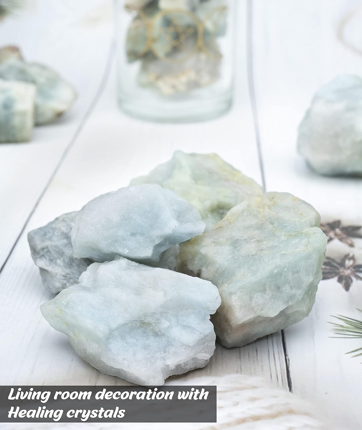 Crocon 1/2 LB Aquamarine Rough Bulk Natural Stone Raw Gemstone Tumbling Cabbing Polishing Mining Chakra Balancing Reiki Healing Good Luck Home Office Decor