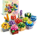 Flowers Succulents Building Sets, 12 Tiny Plants, Office Home Decor Botanical Collection Building Block Toy, Creative Birthday Housewarming Gifts, Artificial Plant Kit for Kids Adults Women (1174 PCS)