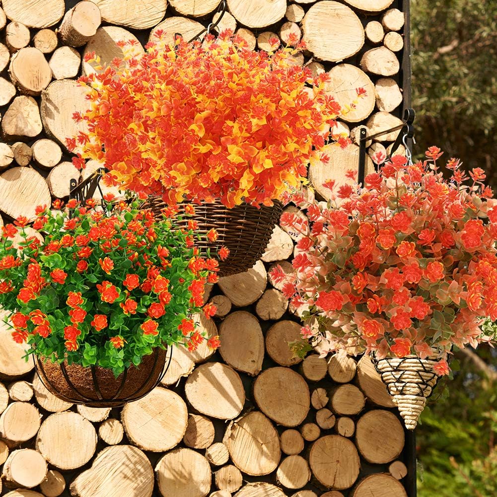 6 Bundles Artificial Fall Flowers No Fade Faux Autumn Plants, Fake Indoor Outdoor Greenery for Thanksgiving Christmas Wedding Party Home Garden Fireplace Décor (Multi)
