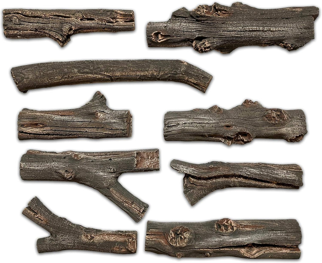 Midwest Hearth Deluxe Decorative Branch and Twig Set | Cast from Real Logs and Hand Painted in USA (Driftwood 9-Piece)