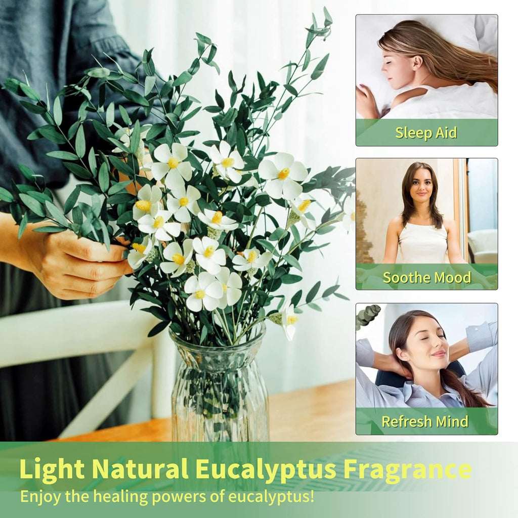 20+ Small Branches Dried Eucalyptus Preserved Greenery Stems, 7-14 Pcs 17'' 4oz Natural Real Eucalyptus Bundles for Shower, Green Leaves Plant for Arrangement, Wedding, Home, Office Decor