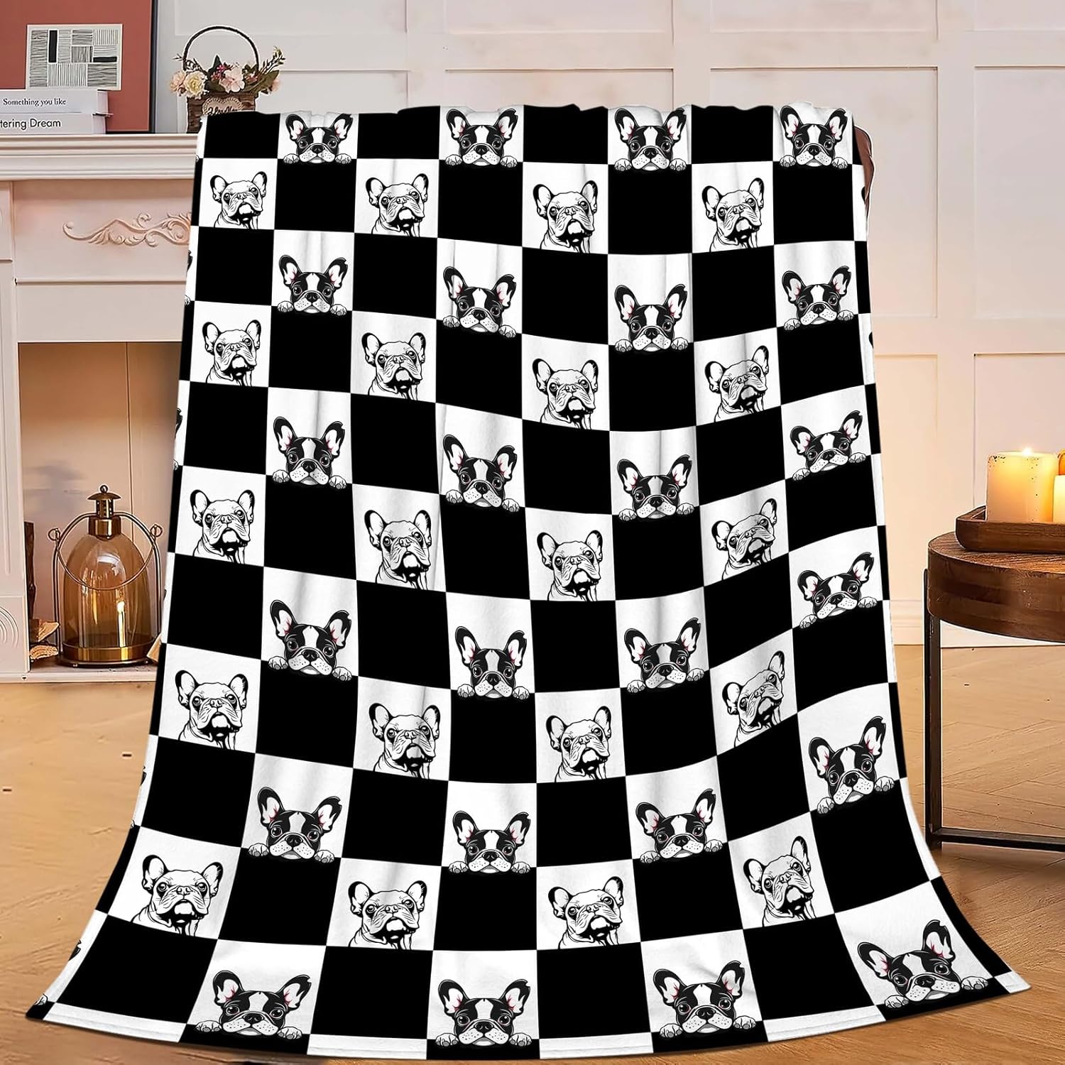 Bulldog Throw Blanket Cute Bulldog Gifts for Kids Girls Boys Adults Women Men Soft Cozy Warm Plush Fluffy Fuzzy Fleece Blanket Birthday Festival Decor 40''X50''