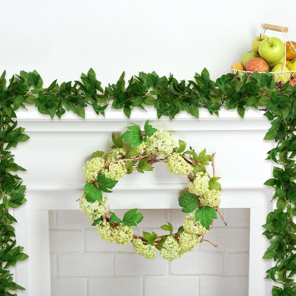 Giegxin 3 Pcs 6ft Green Artificial Silk Rose Leaf Table Garland, Hanging Greenery Vine Fake Greenery Hanging Plants Leaf Garland Decoration for Home Bedroom Wall Party Wedding Decor