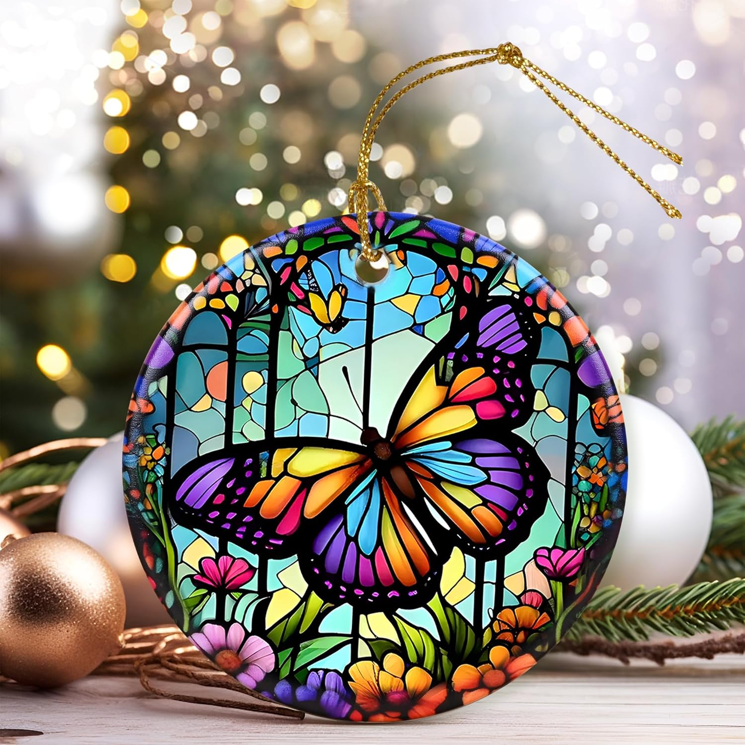 Colorful Ceramic Butterfly Christmas Ornaments - Butterfly Lovers' Gift, Christmas Decor & Tree Ornaments
