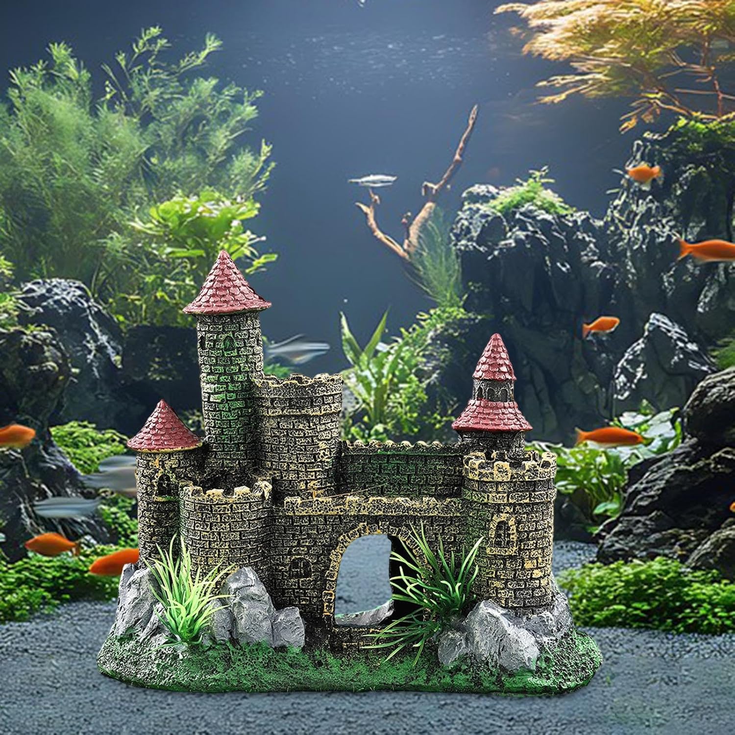 Castle Aquarium Decoration Fish Tank Ornament, Underwater,Aquarium Accessory, Architecture Collection Building Decor Shelter