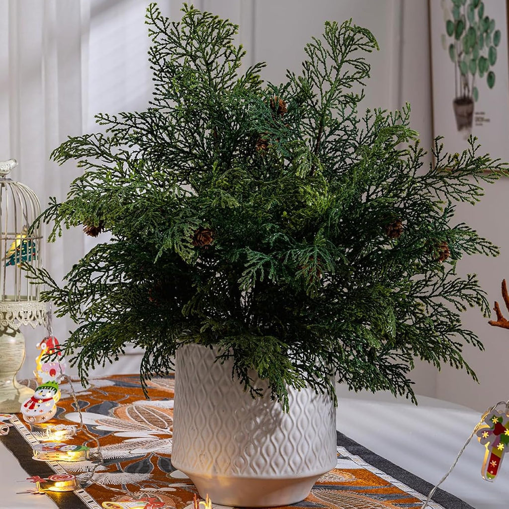10PCS Artificial Pine Tree Branches, Green Pine Stem Real Touch Fake Greenery Green Plants Pine Needles DIY Accessories for Wreath Christmas and Home Garden Decor
