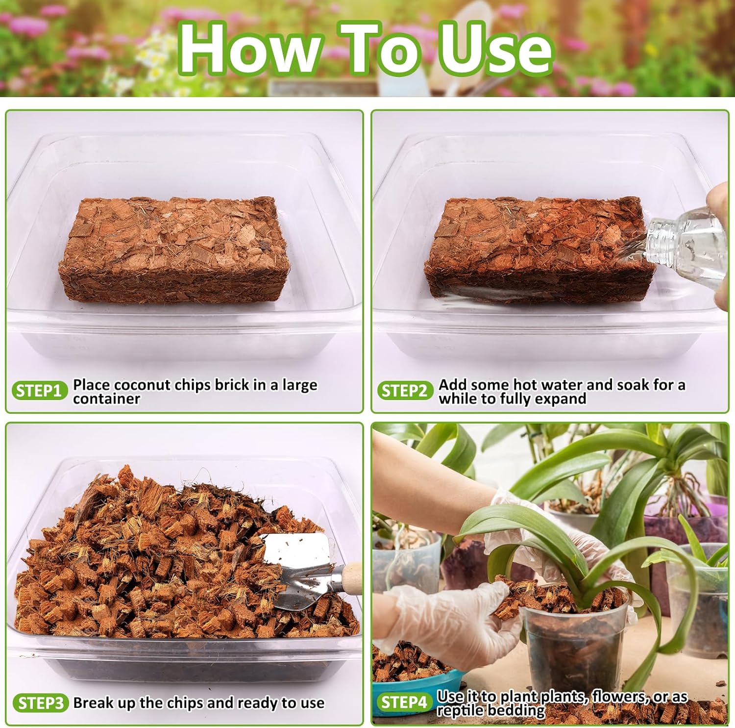 Legigo 8 Pack Coco Coir Chips for Plants- 8.8 LB 100% Organic Coconut Chips Brick Potting Mix with Low EC & PH Balance, Coconut Husk Substrate Coco Husk Mulch for Garden, Planting, Orchid and Soil Mix