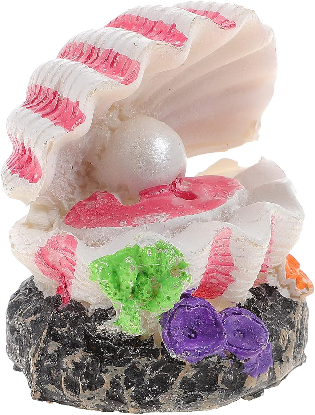 POPETPOP Aquarium Bubbler Decorations : Resin Sea Shell Pearl Fish Tank Ornaments with Air Stone for Fish Tank Landscape