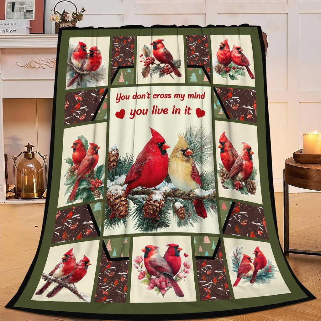 Cardinal Throw Blanket Red Bird Cardinal Stuff Gifts for Kids Girls Boys Adults Women Men Soft Cozy Warm Plush Fluffy Fuzzy Fleece Blanket Christmas Decor 40''X50''