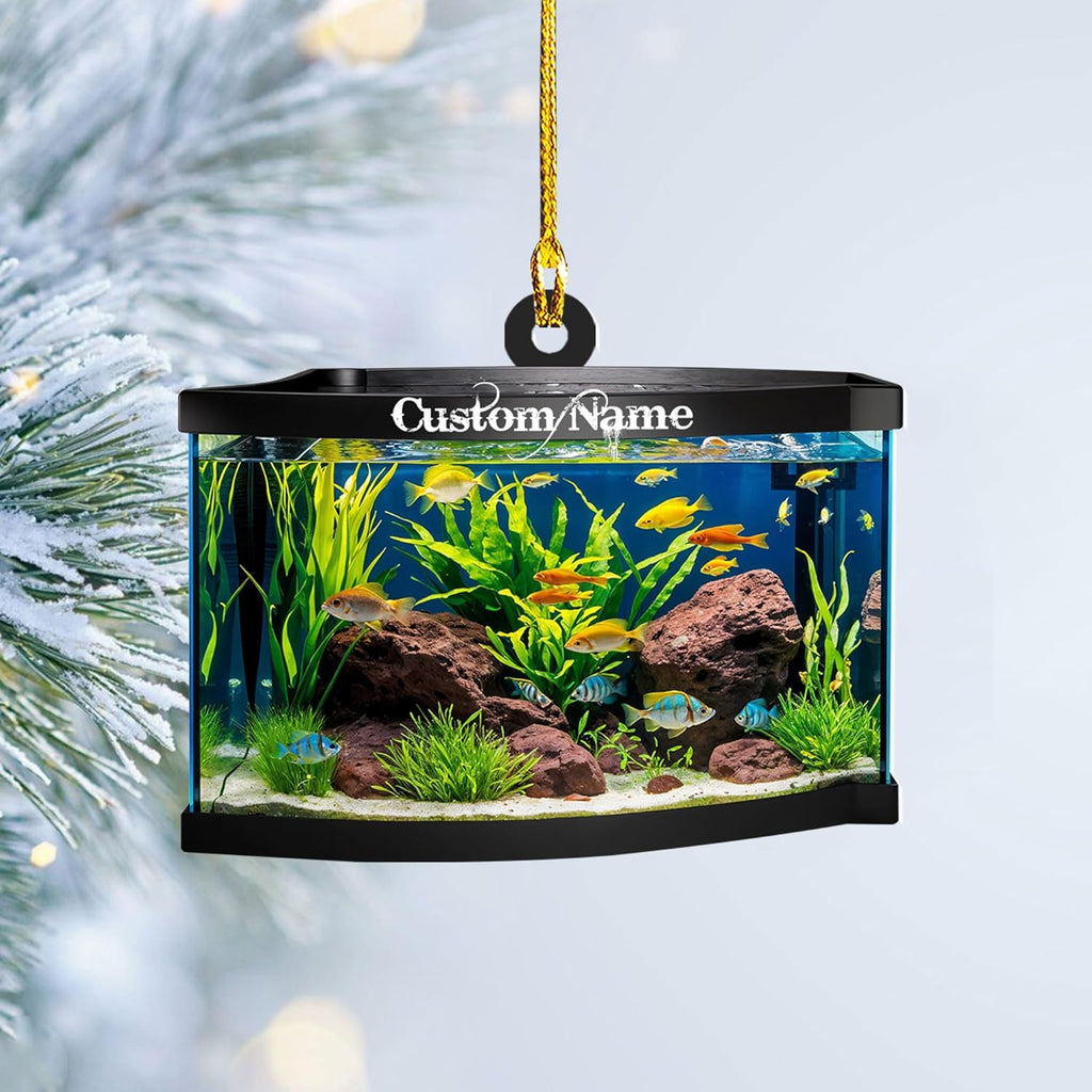 Personalized Aquarium Christmas Ornament, Fish Christmas Ornament, Gift for Fish Lover, Custom Aquarium Christmas Tree Keepsake, Kids First Gift Ideas, Pet Kids Ornament (AFT6)