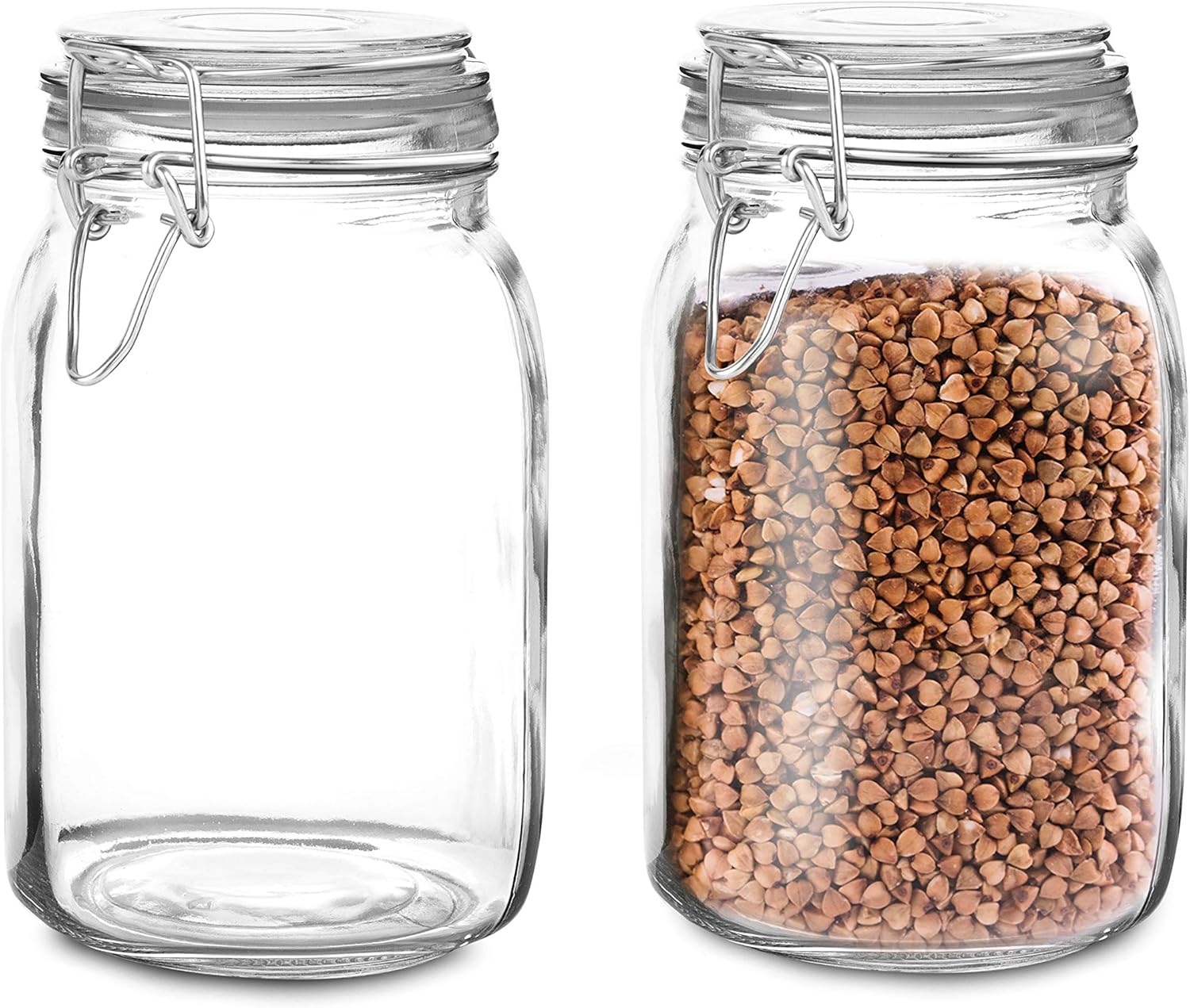 Set of 2 Large Mason Jar with Lid (3 Liter) | Airtight Storage Container for Food, Flour, Pasta, Coffee, Candy, Dog Treats, Snacks & More | 100 Ounces