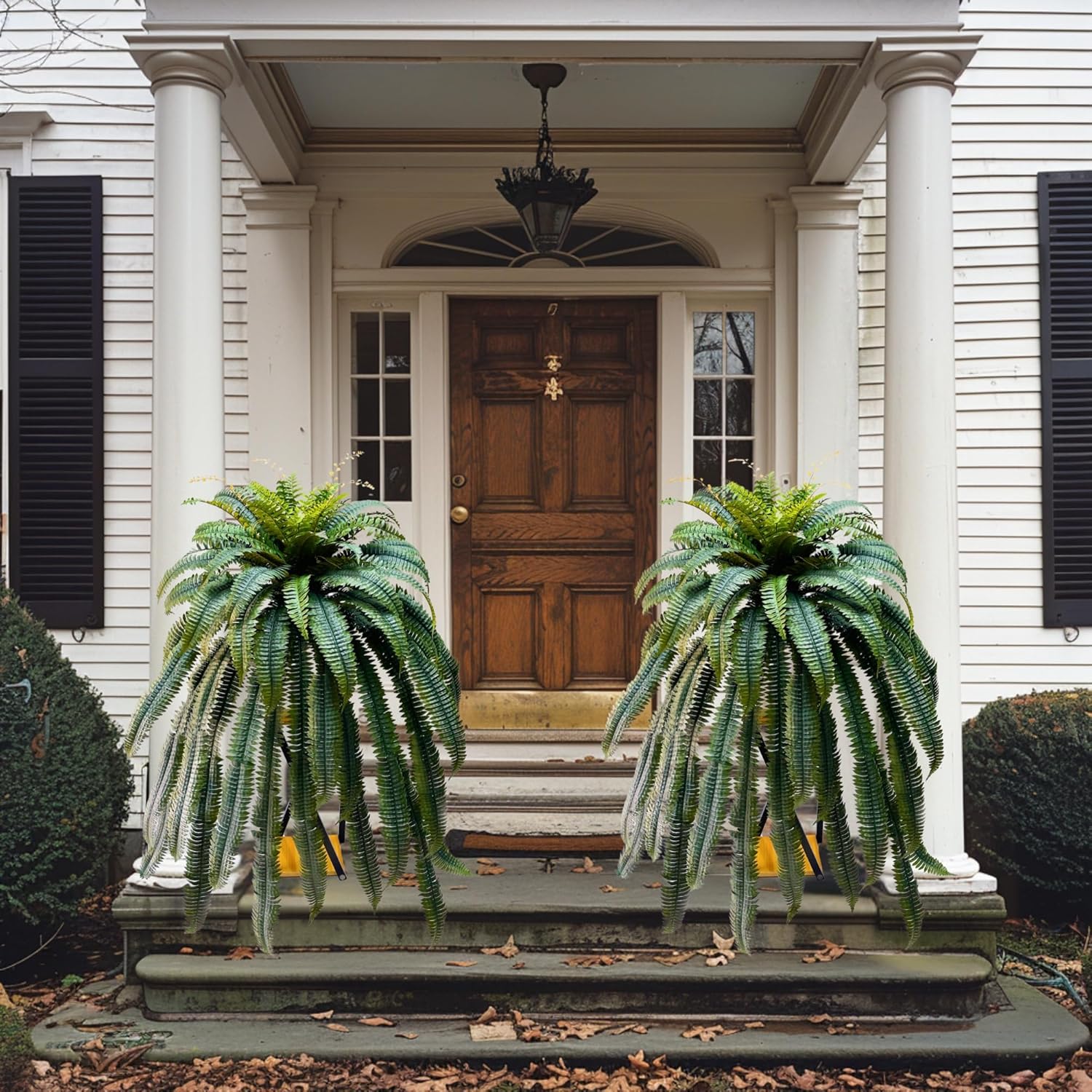 Giant Artificial Boston Ferns for Outdoors Large,Uv Resistant Lifelike Artificial Plants Large,Faux Fern Silk Ferns Look Real,Fake Fern for Outside 88Branches Extended Olive Green,No Base.
