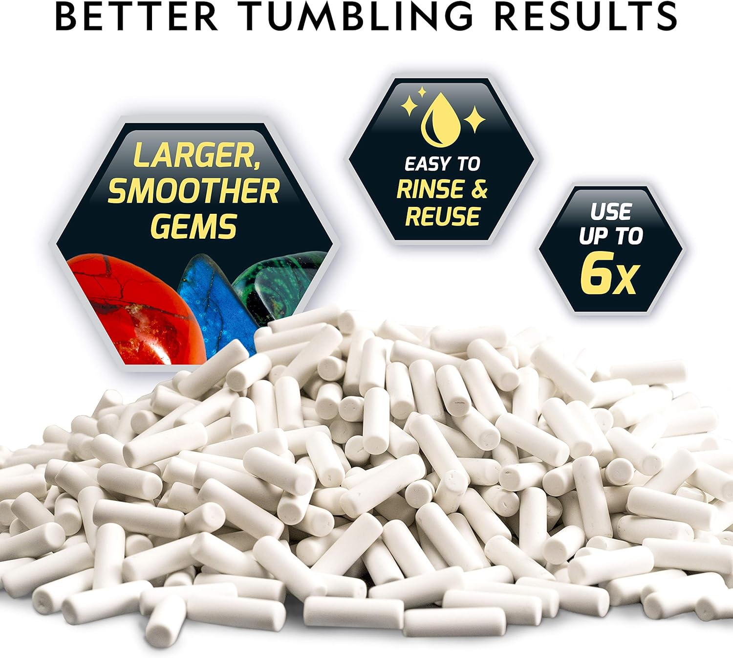 NATIONAL GEOGRAPHIC Ceramic Media for Rock Tumbling – 1.5 lb Ceramic Pellets, Tumbling Media for Rock Polisher, Use with Rock Tumbler Grit, Protects Rocks, Reusable, Rock Tumbling Supplies