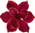 Briful 10’’ Large Heads Christmas Glitter Magnolia Flowers Christmas Tree Ornaments Set of 3 Giant Artificial Flowers with Long Stems for Xmas Tree Holiday Decorations, Red