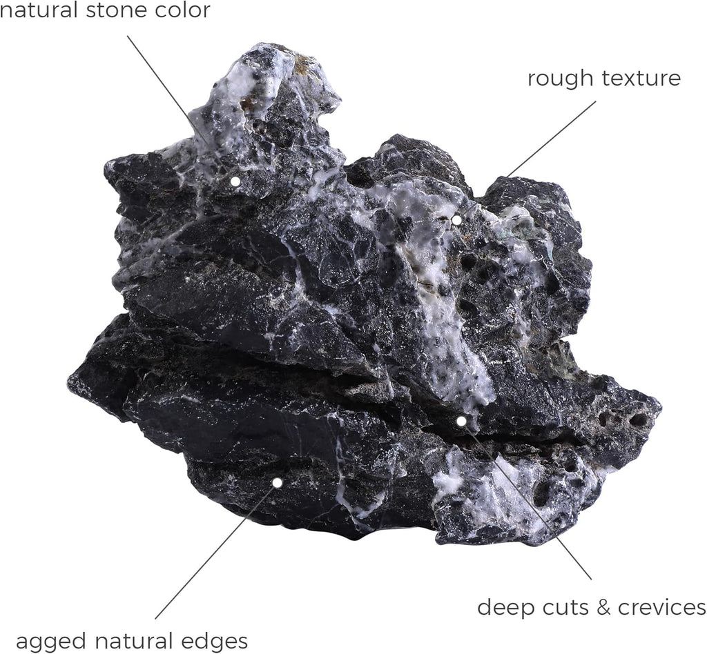 2-6 Inches Natural Seiryu Stone 4 PCS Aquarium Rocks for Aquascaping, Aquarium Landscaping, Terrariums, Fish Tank Decoration, Vivariums, Paludarium, Reptile and Amphibian Enclosures