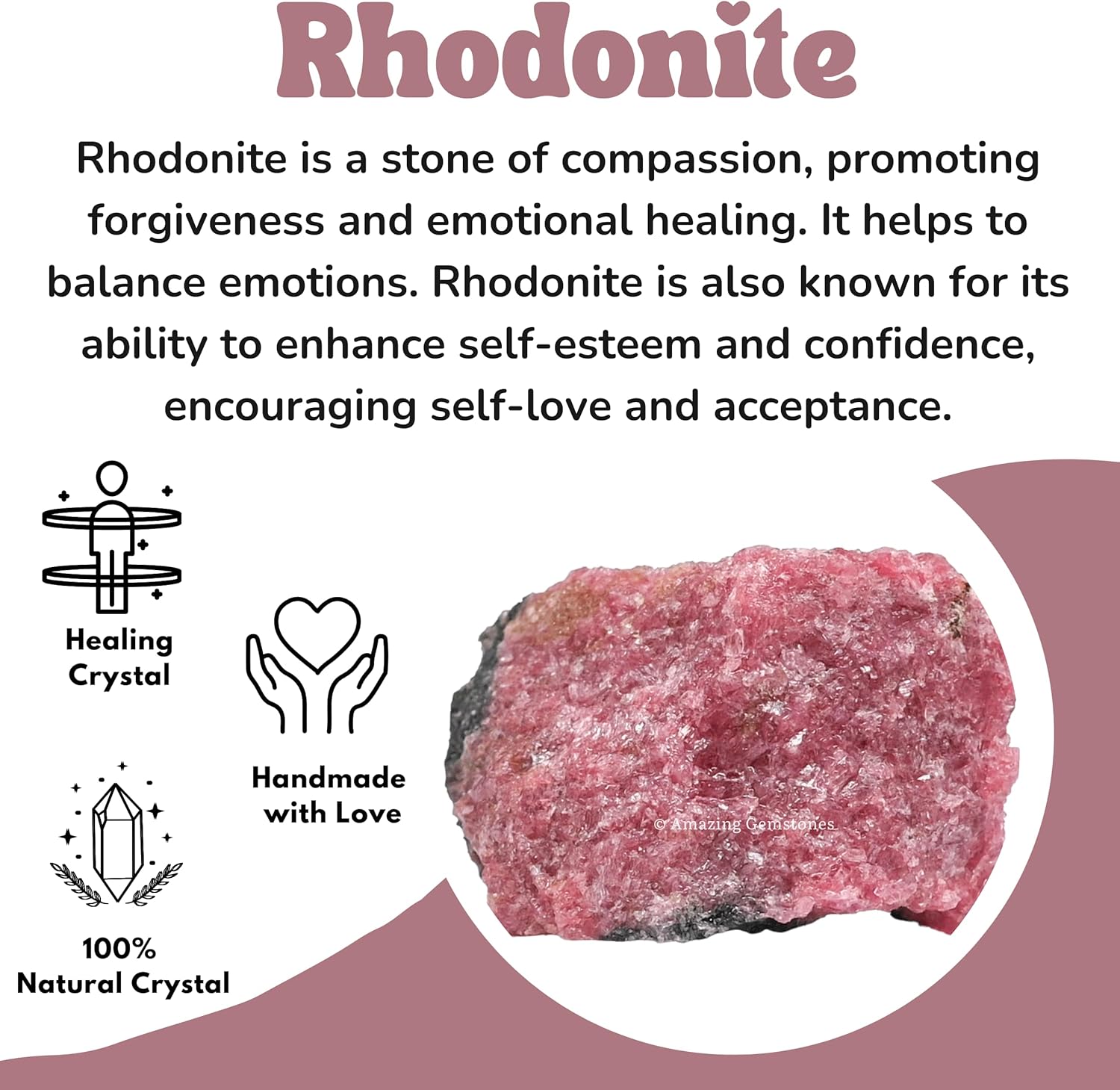 Amazing Gemstone 2 Pieces Rhodonite Raw Crystals and Healing Stones, Natural Rocks for Tumbling and DIY Raw Stones and Crystals
