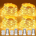 Fairy Lights Battery Operated, 33Ft 100 LED Twinkle Lights with Remote and Timer, 8 Modes Waterproof Lighting for DIY Bedroom Wedding Table Centerpieces Christmas 4 Pack
