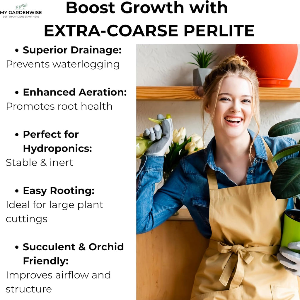 Perlite for Plants, Extra Coarse Grade 4 Horticultural Perlite, Organic Perlite for Gardening Indoor & Outdoor, Made in USA (15 quarts)