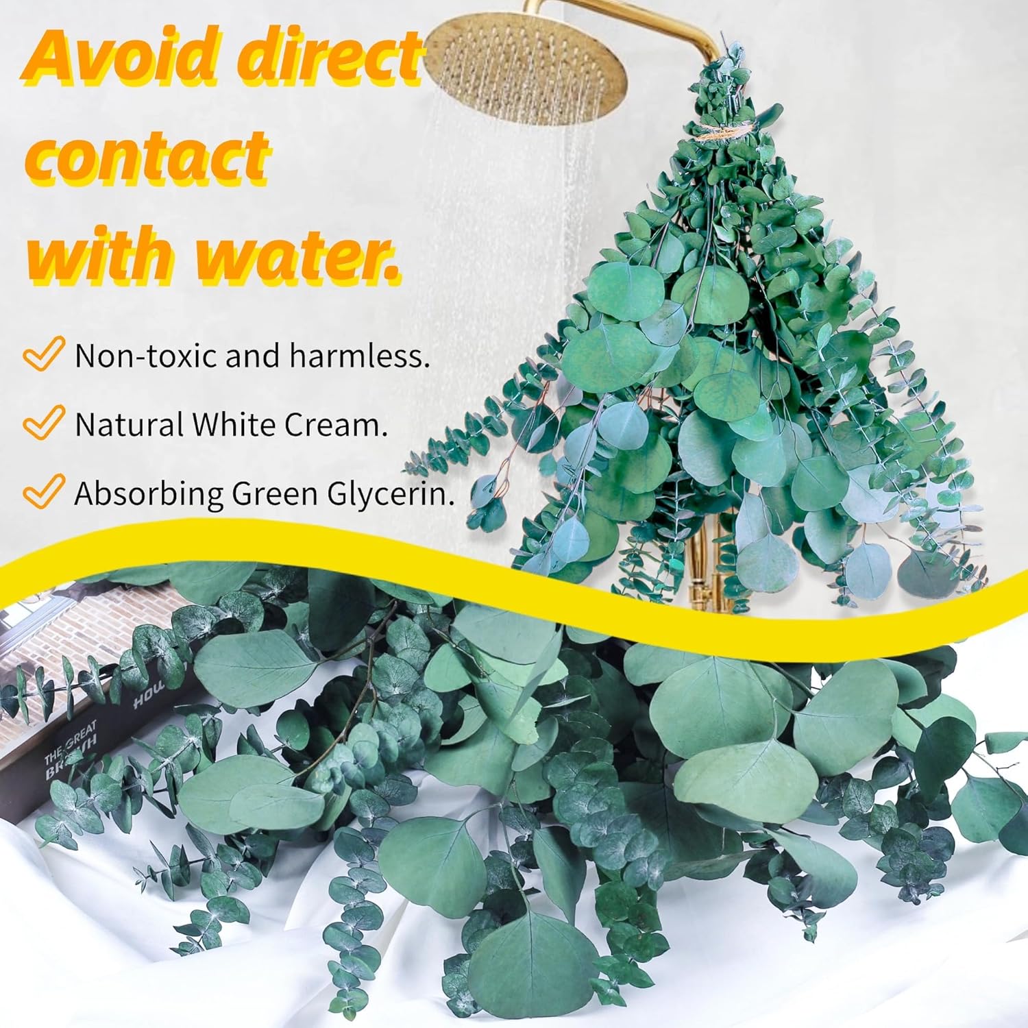 32 Pcs Large Dried Eucalyptus & Silver Dollar Leaves Bundle - 100% Natural Real Fresh Plants, 17" Preserved Eucalyptus Stems for Shower Hanging, Bathroom Decor, Garland, Greenery Plant (32)