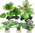 Aquarium Plastic Plants, Driftwood Betta Silk Plants, Silk Plants Aquarium Set Decorations, Silk Aquarium Plants for Betta Fish (Green, 5pcs)
