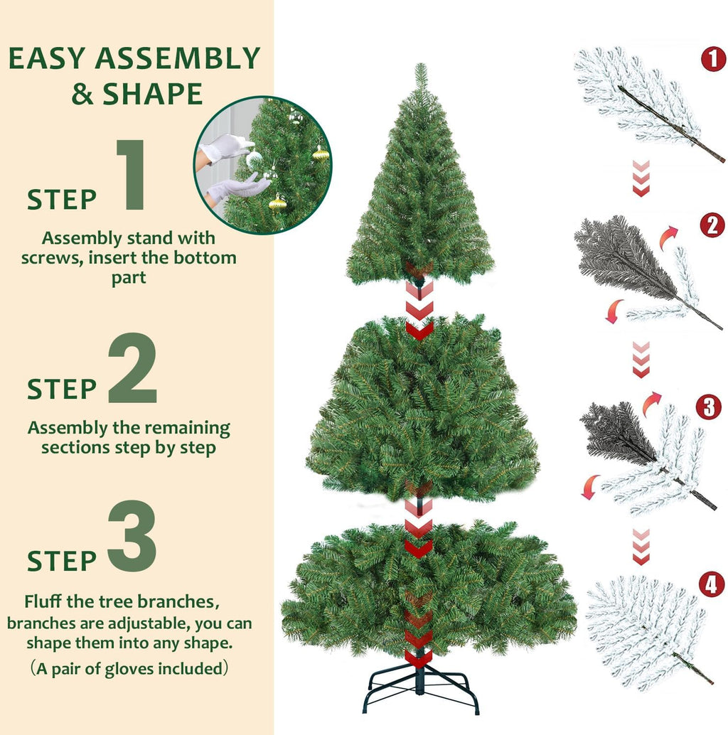 6FT Artificial Christmas Tree, Full Unlit Green Christmas Tree with Premium PVC Branches, Realistic Look, Sturdy Metal Stand, Indoor Fake Xmas Tree for Home Office Shops