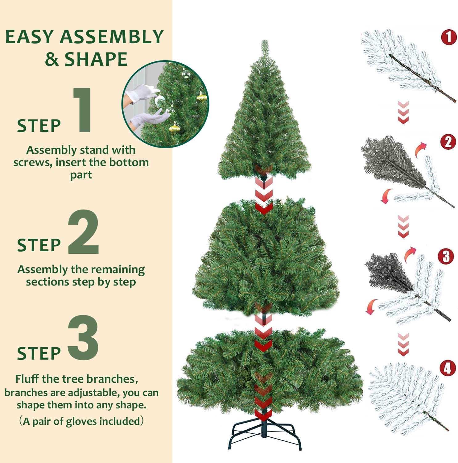 6FT Artificial Christmas Tree, Full Unlit Green Christmas Tree with Premium PVC Branches, Realistic Look, Sturdy Metal Stand, Indoor Fake Xmas Tree for Home Office Shops