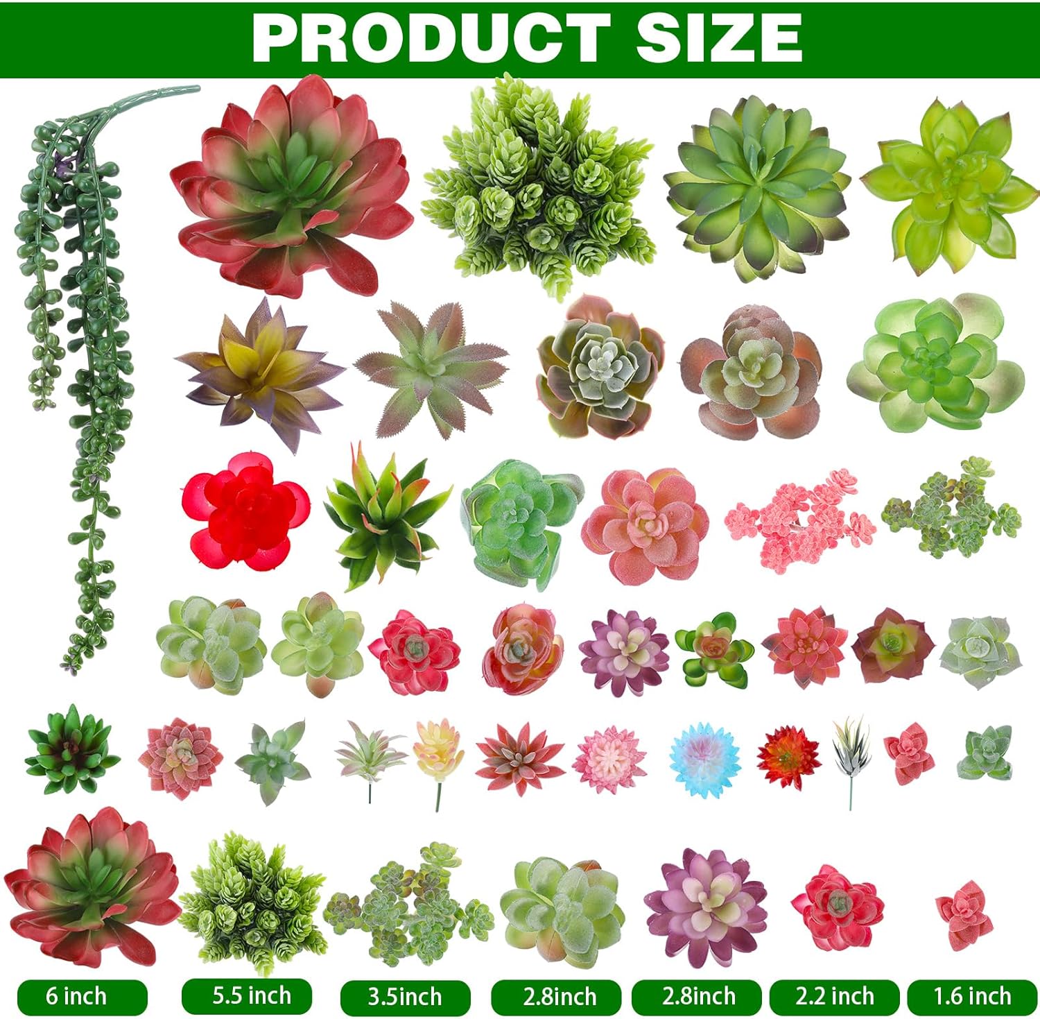 WILLBOND 50 Pcs 50 Pcs Bulk Mini Artificial Succulents Plants Assorted Unpotted Realistic Plants Fake Textured Succulent Picks Realistic Plastic Cactus Stems for Garden Home Decor (Large Style)