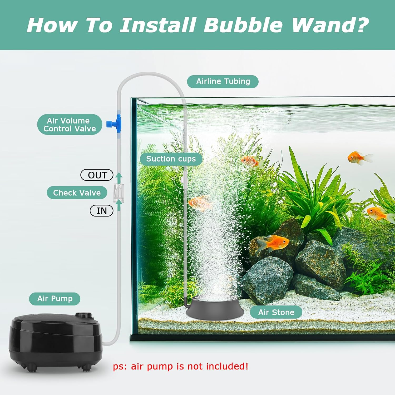 hygger Aquarium Air Stone, Fish Tank Bubbler Aerator with Stainless Steel Base, Oxygen Diffuser for Nano Air Pumps Hydroponics Small Ponds and Fish Tanks