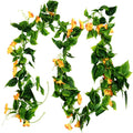 AirSun Artificial Morning Glory Flower Vines, 2pcs 15Feet Hanging Plants Silk Garland Fake Green Plant Home Garden Wall Fence Indoor Outdoor Wedding Birthday Decor