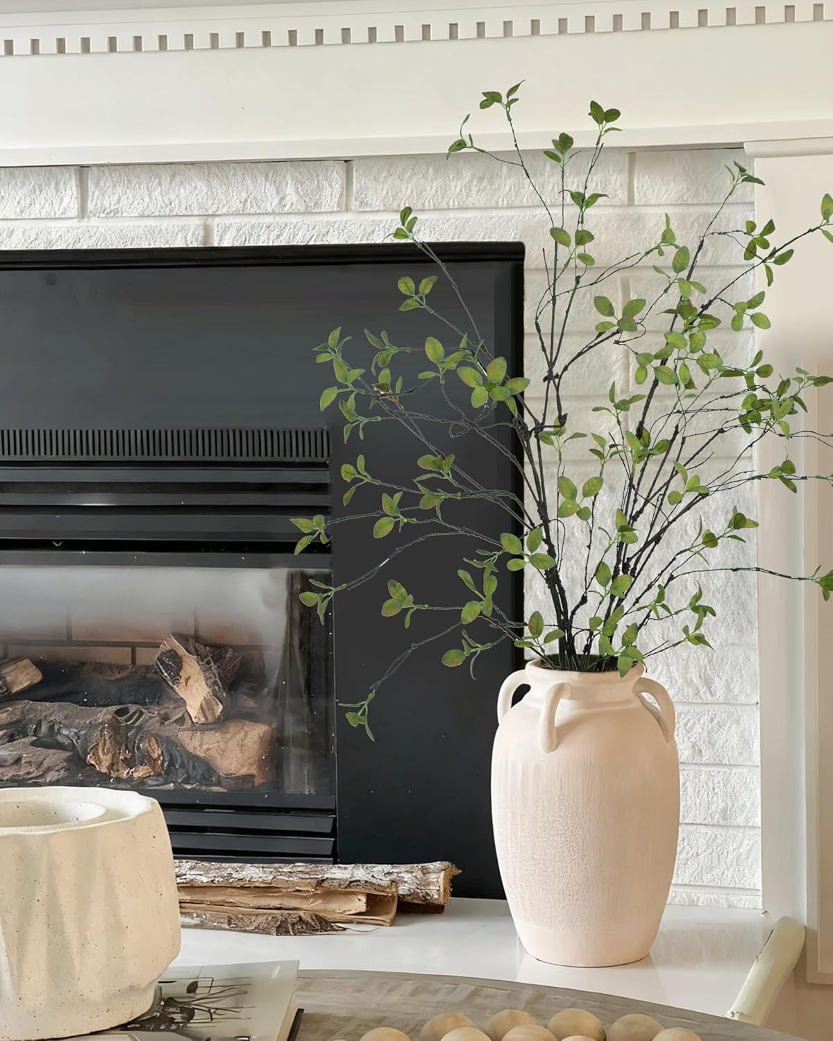 DuHouse 47" 5Pcs Artificial Ficus Branches Fake Greenery Stems Faux Ficus Twig Plants for Home Office Table Vase Filler Decoration