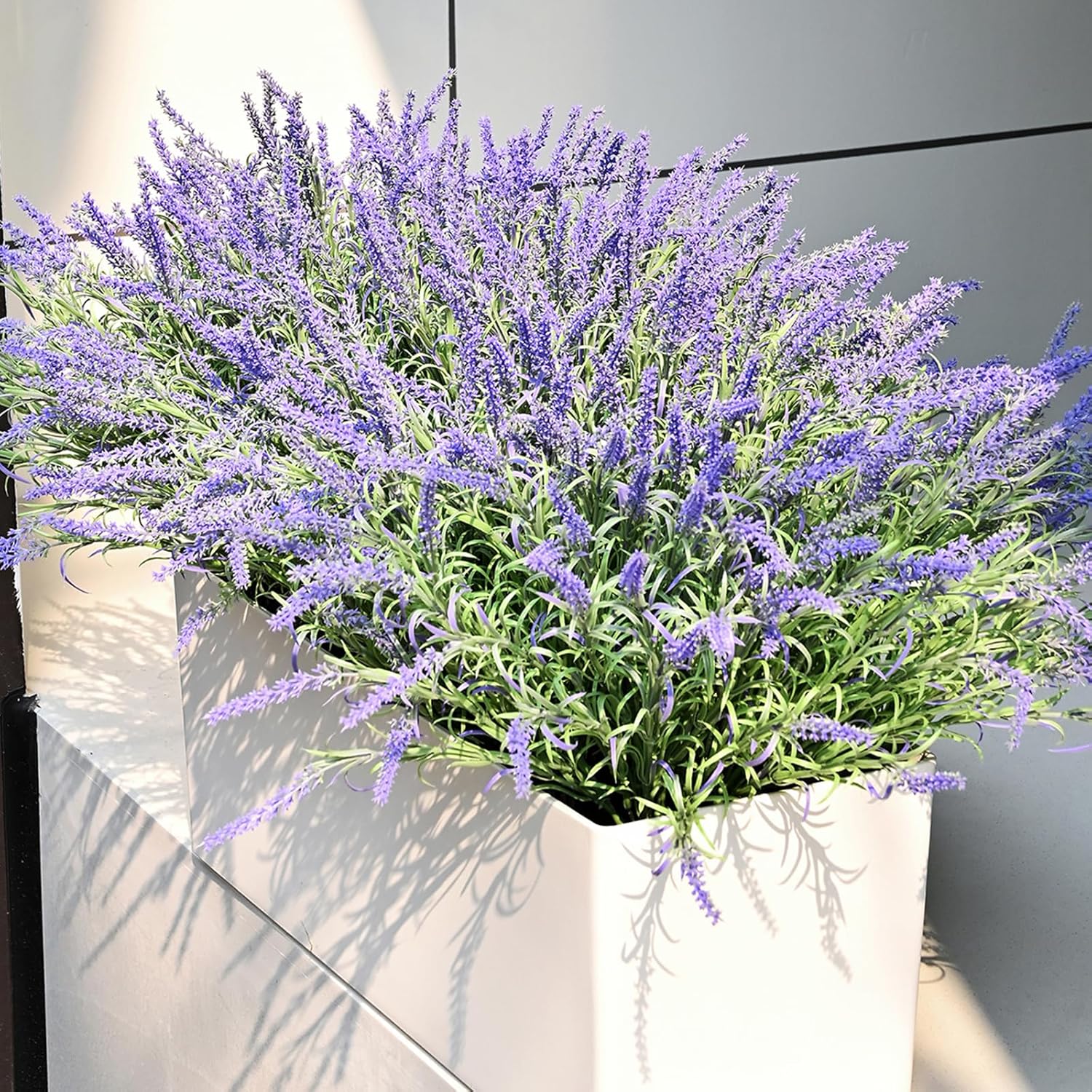 UV-Resistant Artificial Lavender Flowers – Certified Fade-Proof Outdoor Decor – Realistic Purple Fake Plants Faux Greenery for Patio, Garden, and Landscaping