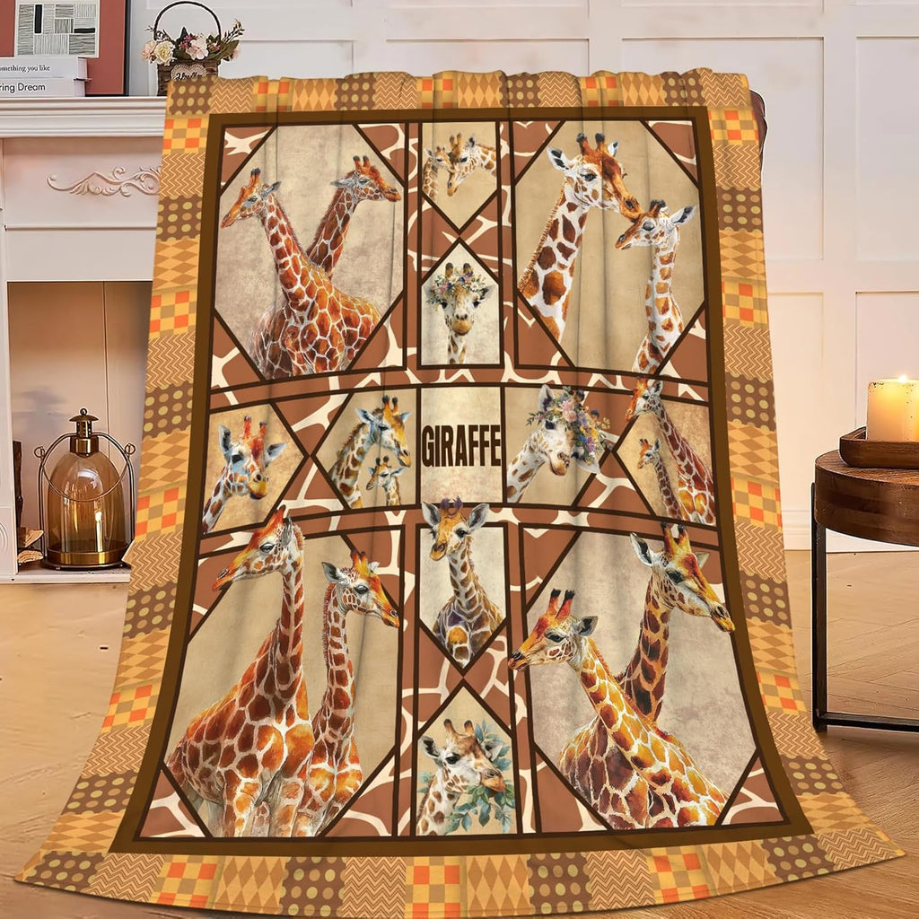 Giraffe Throw Blanket Giraffe Stuff Gifts for Kids Girls Boys Adults Women Men Soft Cozy Warm Plush Fluffy Fuzzy Fleece Blanket Decor 50''X60''