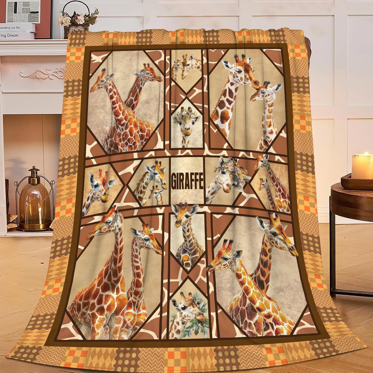Giraffe Throw Blanket Giraffe Stuff Gifts for Kids Girls Boys Adults Women Men Soft Cozy Warm Plush Fluffy Fuzzy Fleece Blanket Decor 50''X60''