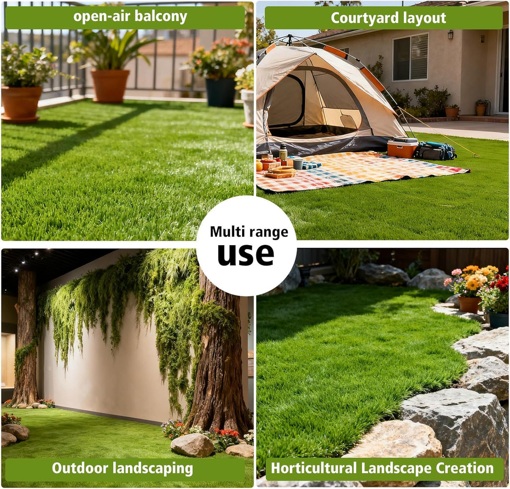 Artificial Grass Mat 4x3.3 Ft - Realistic & Soft Synthetic Turf, Fake Grass Carpet for Indoor Outdoor Use, Backyard, Patio, Balcony Decor (Green) (Grass Green)