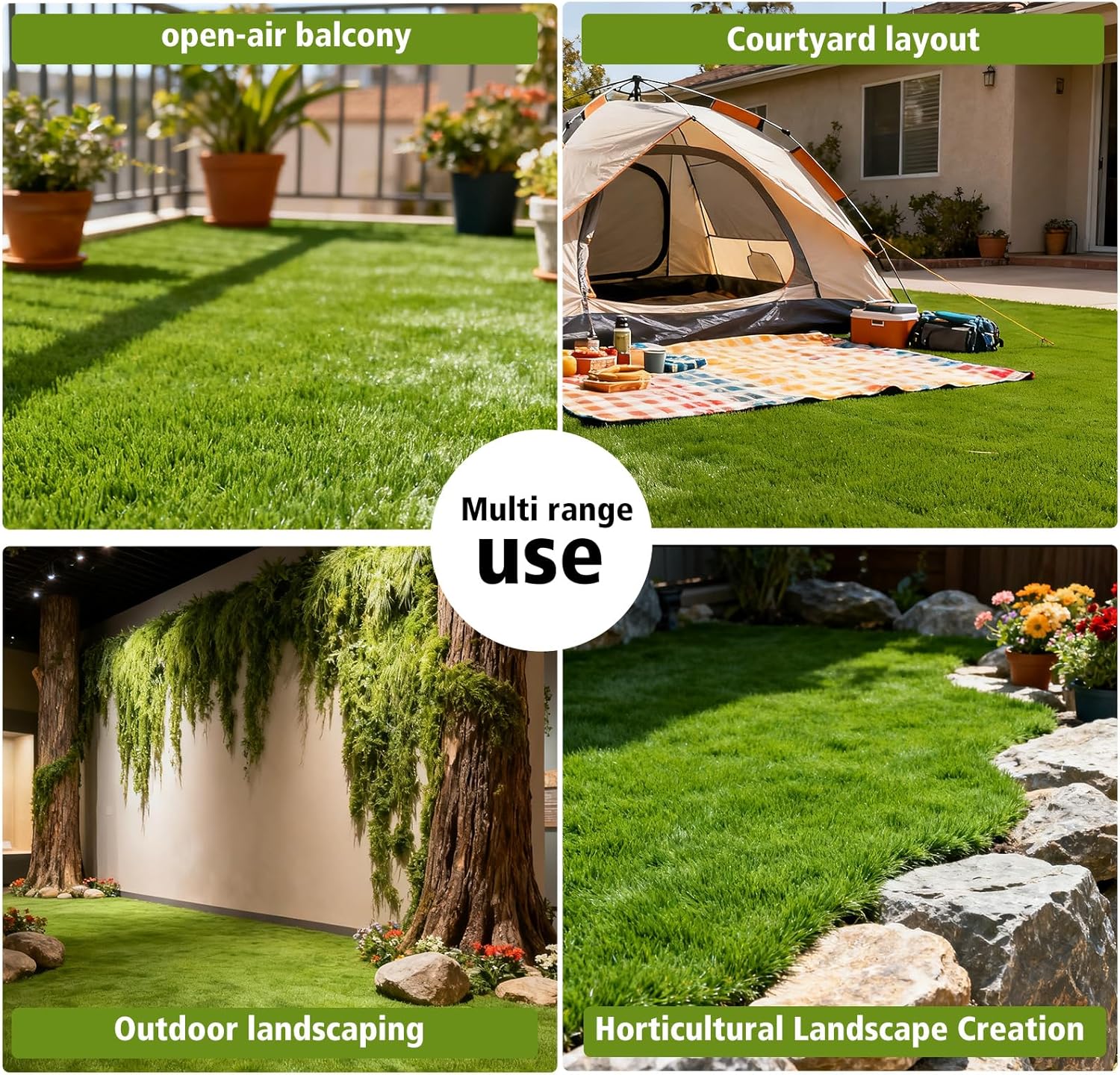 Artificial Grass Mat 4x3.3 Ft - Realistic & Soft Synthetic Turf, Fake Grass Carpet for Indoor Outdoor Use, Backyard, Patio, Balcony Decor (Green) (Grass Green)