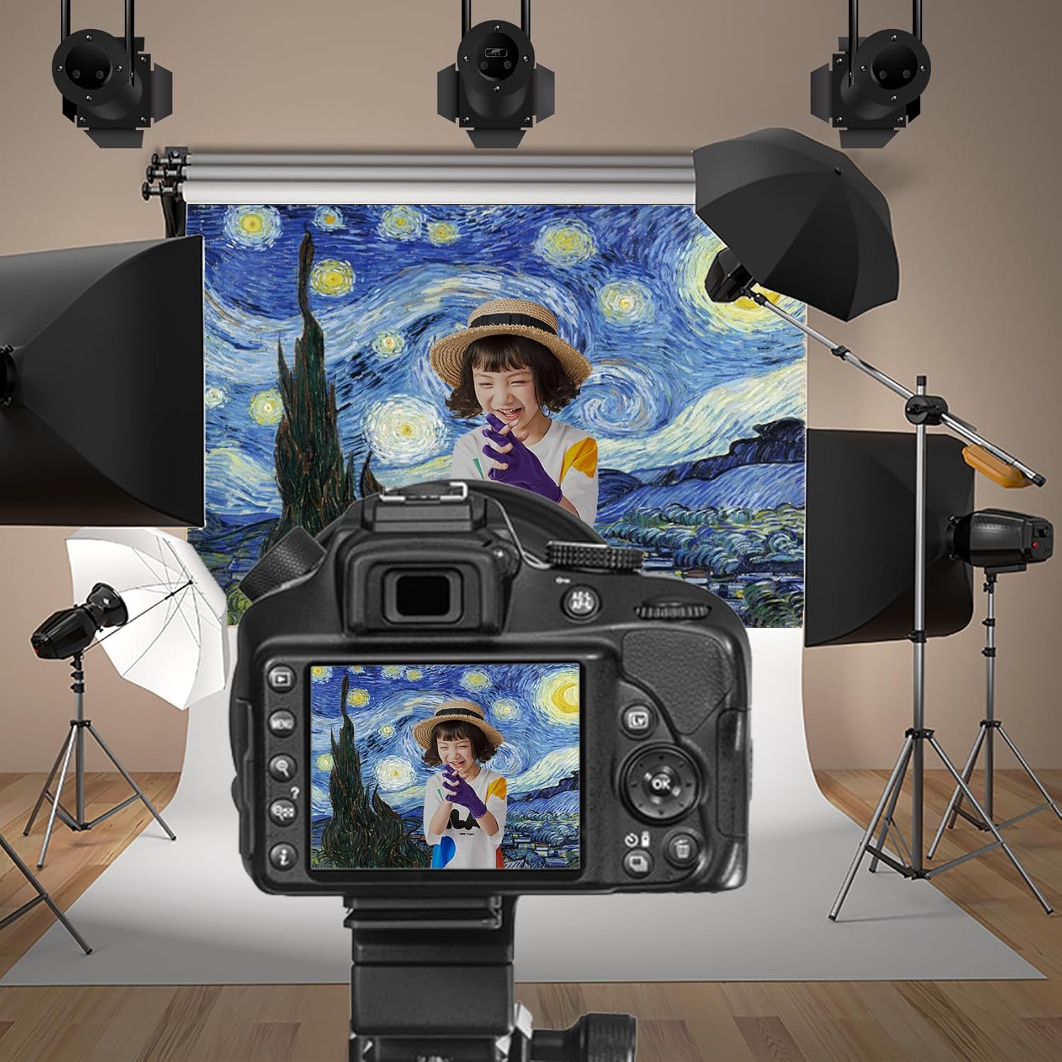 Baocicco 12x8ft Vincent Van Gogh Artwork Starry Sky Backdrop Famous Post-Impressionism Oil Painting Photography Background Wallpaper Decoration Birthday Party Baby Shower Wedding Photo Studio Props