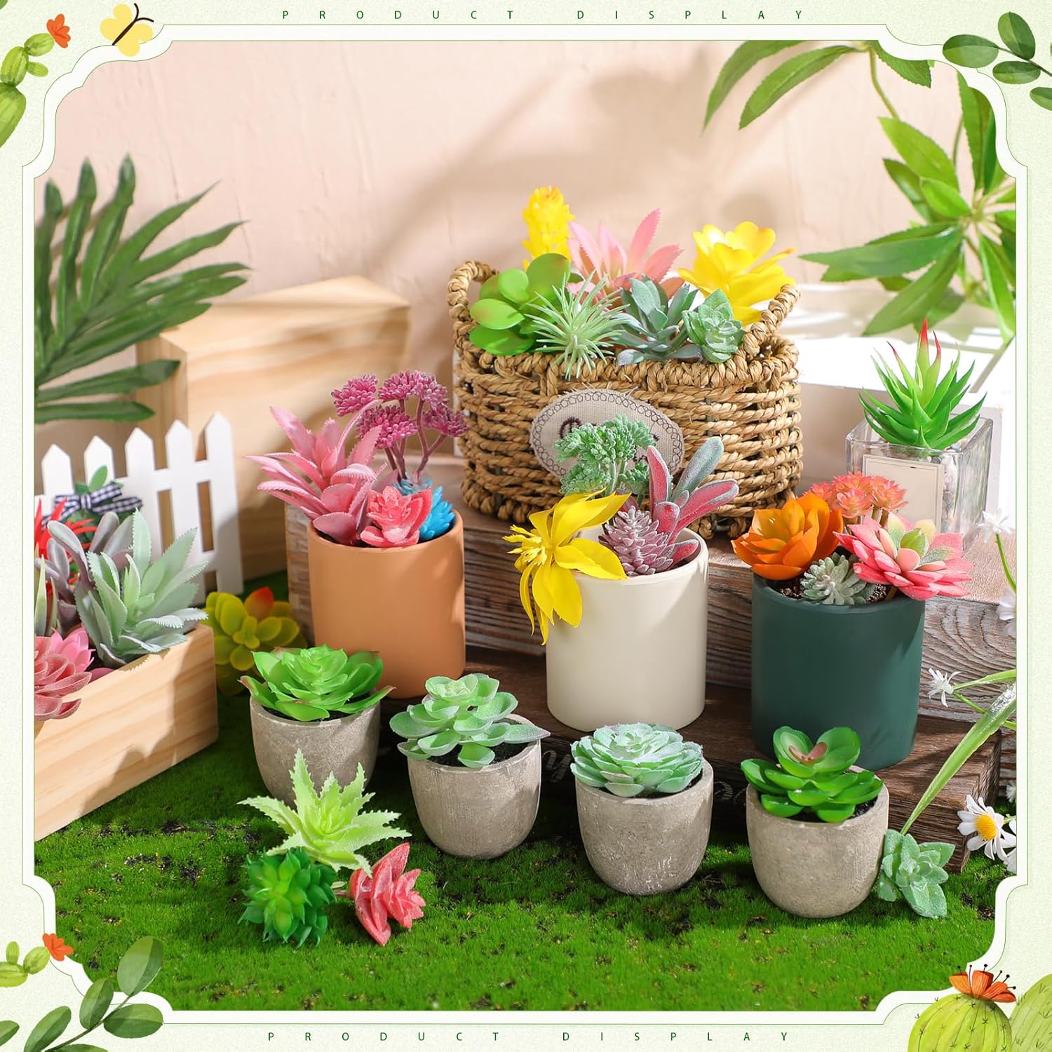 WILLBOND 100 Pcs Succulents Plants Artificial Fake Succulents Bulk Artificial Succulents Unpotted Realistic Plants Assorted Textured Succulent Succulent Plastic Cactus Stems Decoration (Fresh Style)