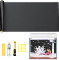 Pawfly Black Aquarium Background, 32" x 16", Static Cling Fish Tank Background Wallpaper, PVC Fish Tank Backdrop, Easy to Install Aquarium Decor Background
