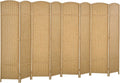 HOMCOM Room Divider, 8 Panel Folding Privacy Screen, 5.6' Tall Freestanding Wall Partition for Home Office, Bedroom, Nature Wood
